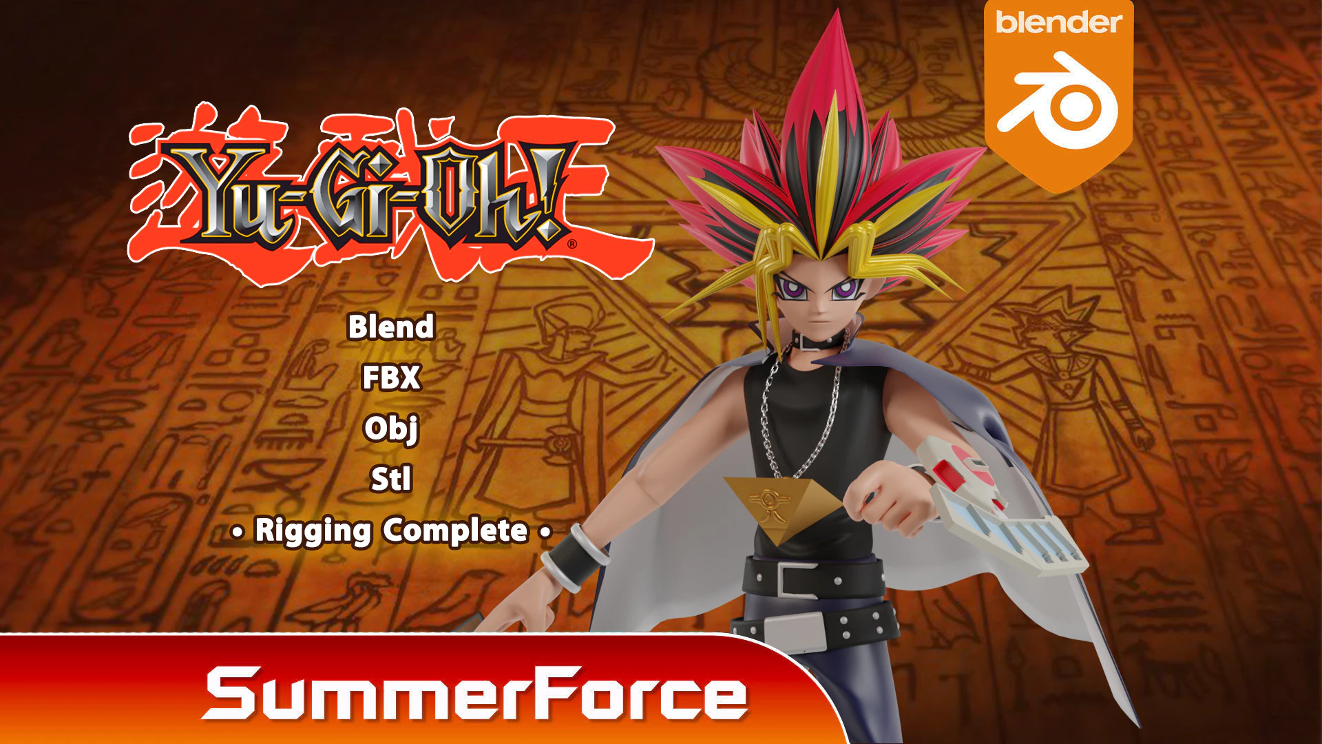Yami Yugi - YuGiOh Duel Monsters 3D Model .c4d .max .obj .3ds .fbx .stl .blend 