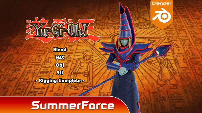 Dark Magician - YuGiOh Duel Monsters 3D Model .c4d .max .obj .3ds .fbx .stl .blend 