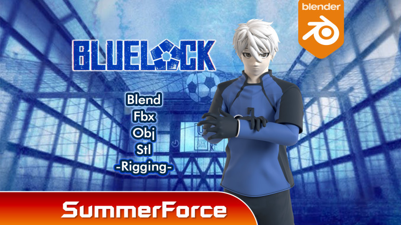 Seishiro Nagi - Blue Lock 3D Модель .c4d .max .obj .3ds .fbx .stl .blend 