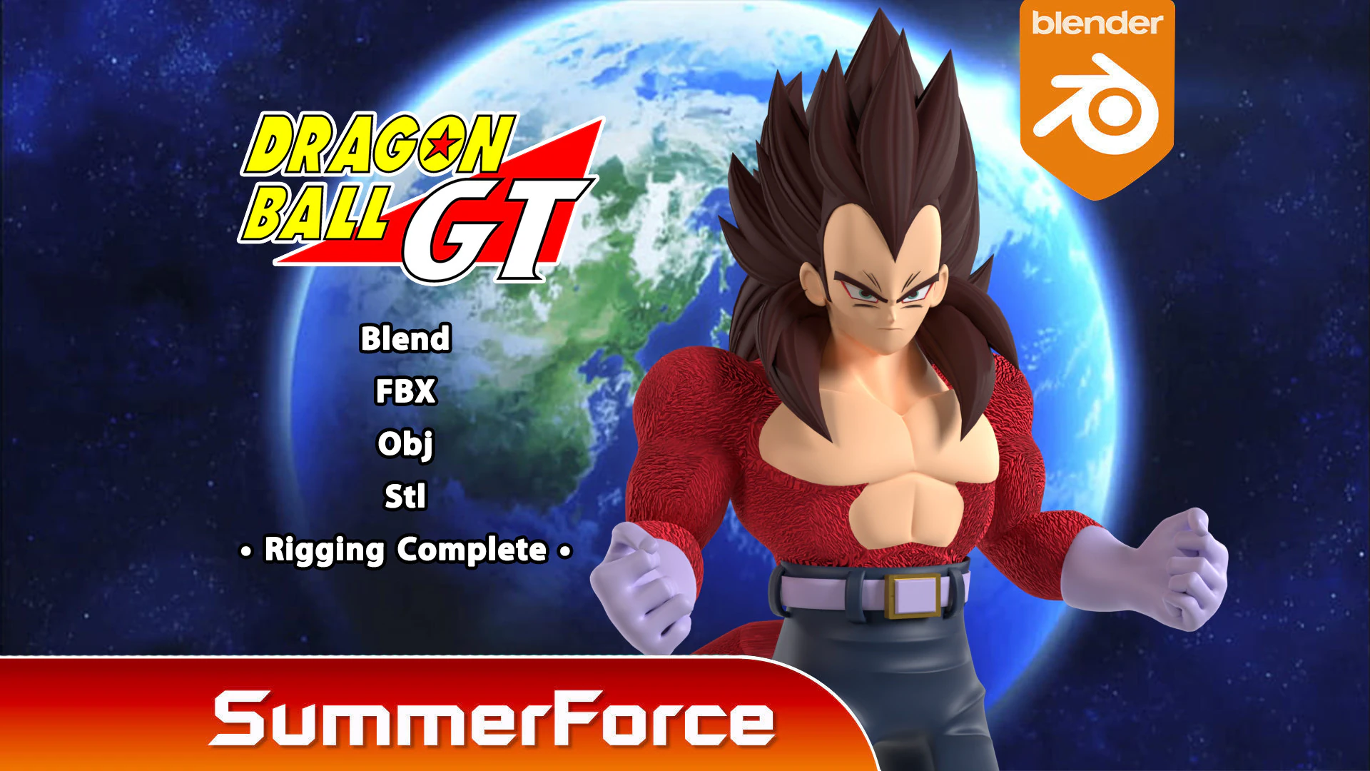 Vegeta Super Saiyan 4 - Dragonball GT 3D Model .c4d .max .obj .3ds .fbx .stl .blend