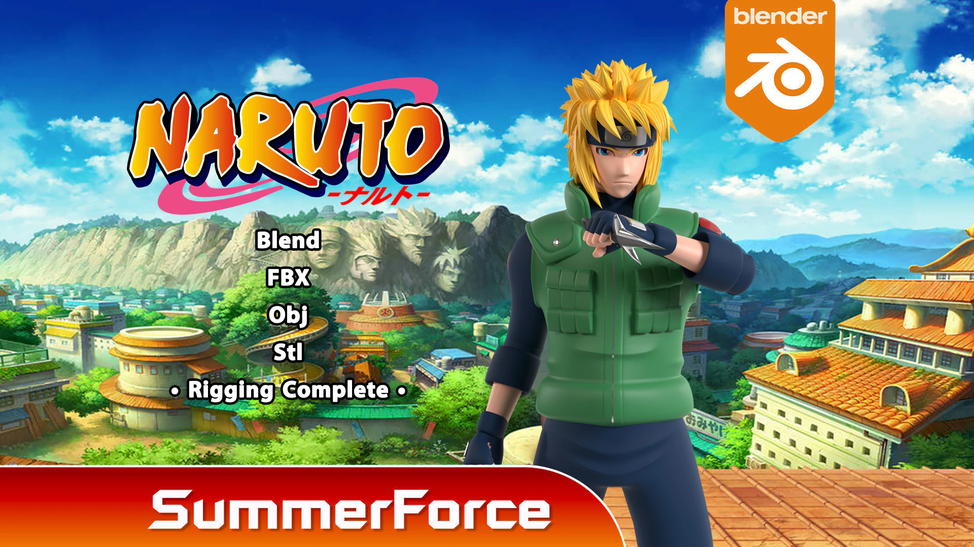 Minato Namikaze - Naruto Shippuden 3D Model .c4d .max .obj .3ds .fbx .stl .blend 