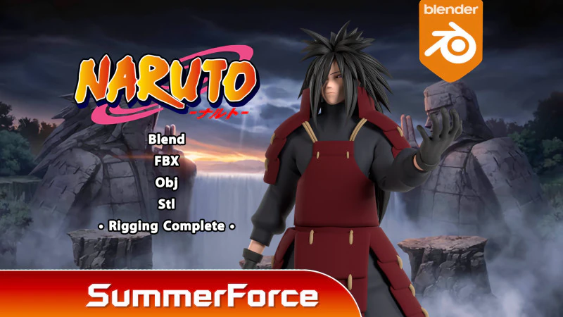 Madara Uchiha - Naruto Shippuden 3D Model .c4d .max .obj .3ds .fbx .stl .blend