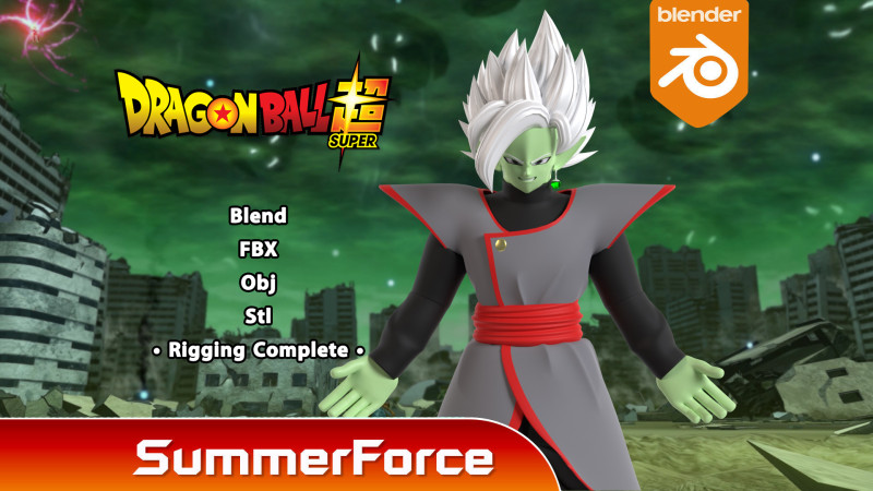 Fusion Zamasu - Dragonball Super 3D Model .c4d .max .obj .3ds .fbx .stl .blend 