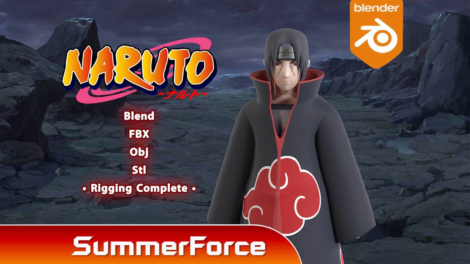 Itachi Uchiha - Naruto Shippuden 3D Model .c4d .max .obj .3ds .fbx .stl .blend 
