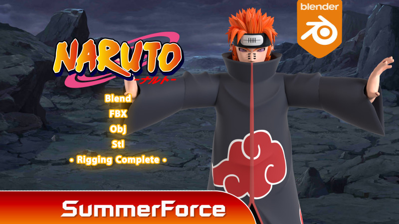 Pain Yahiko - Naruto Shippuden 3D Model .c4d .max .obj .3ds .fbx .stl .blend 