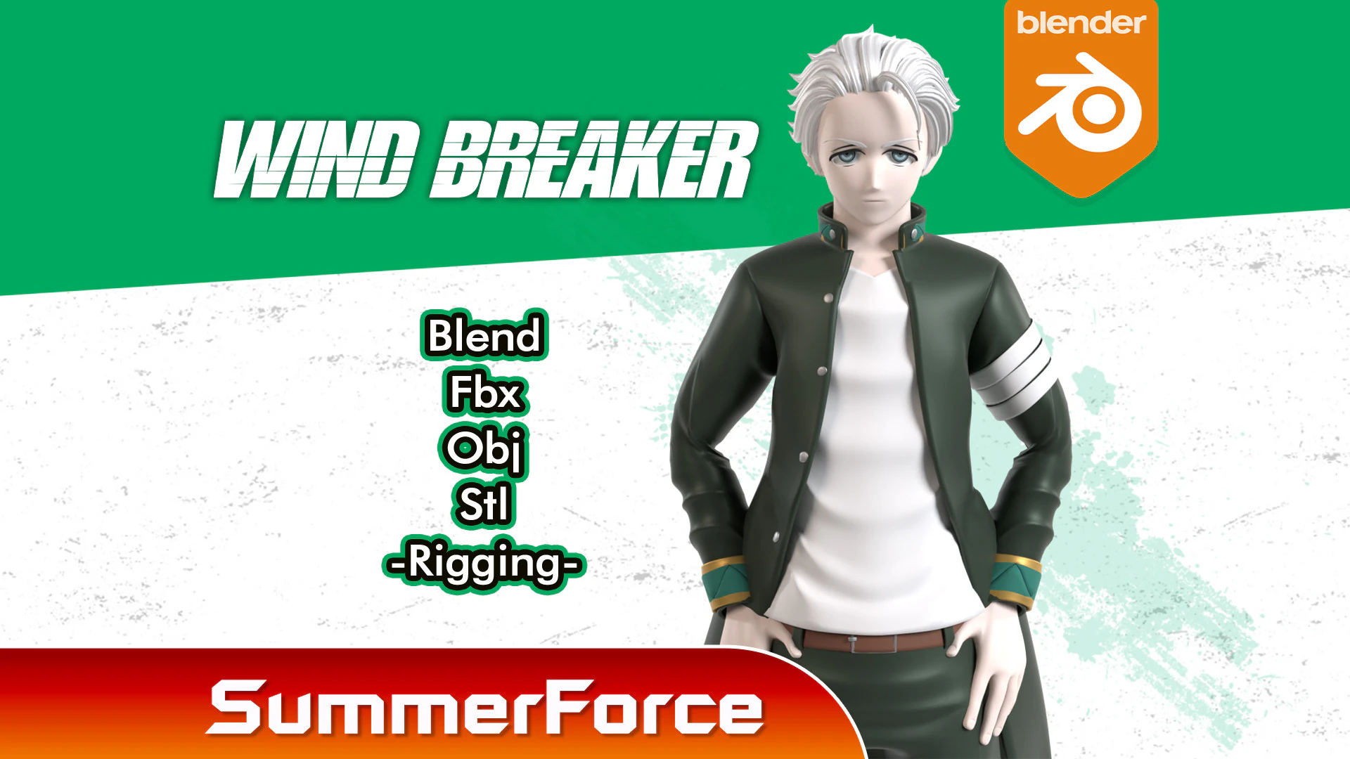 Hajime Umemiya - WIND BREAKER 3D Model .c4d .max .obj .3ds .fbx .stl .blend 