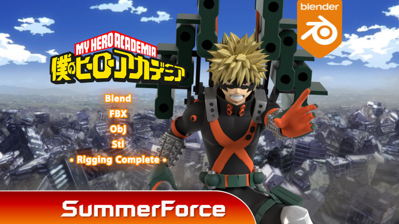 Katsuki Bakugo Strafe Panzer - My Hero Academia 3D 모델 .c4d .max .obj .3ds .fbx .stl .blend 