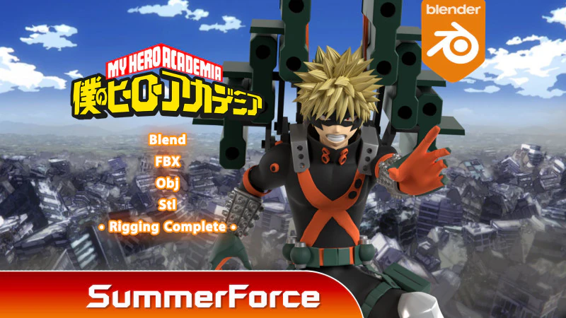 Katsuki Bakugo Strafe Panzer - My Hero Academia 3D Model .c4d .max .obj .3ds .fbx .stl .blend 