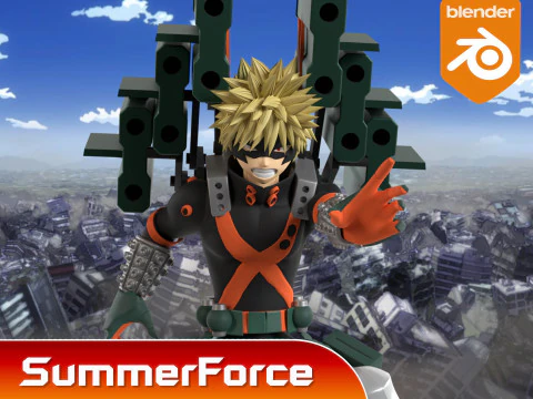 Katsuki Bakugo Strafe Panzer - My Hero Academia 3D Model