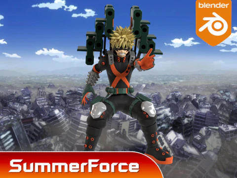 Katsuki Bakugo Strafe Panzer - My Hero Academia 3D Model