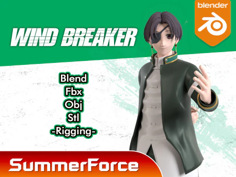 周防勇人 - WIND BREAKER 3Dモデル