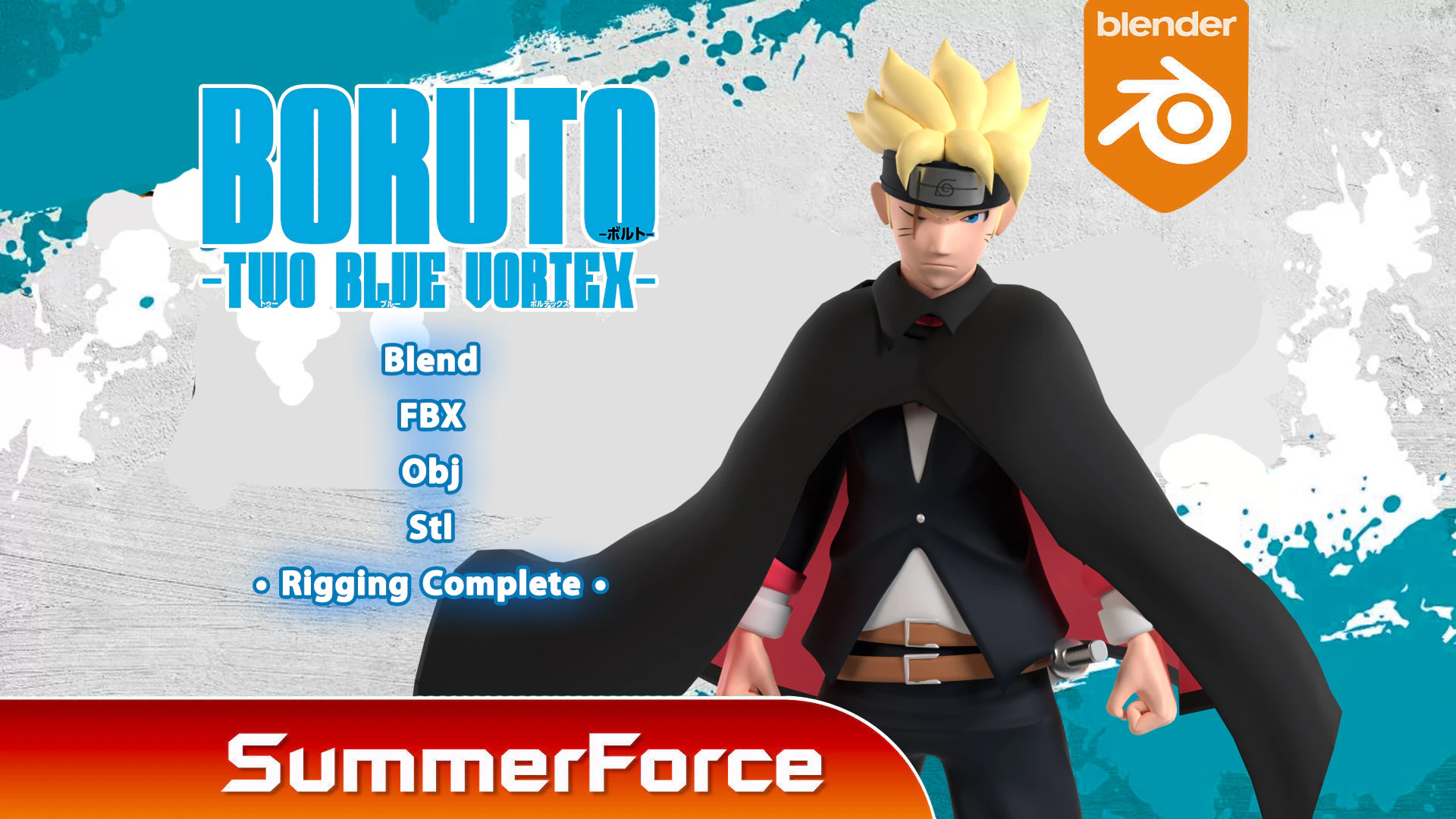 Boruto Uzumaki - Boruto Two Blue Vortex 3D Model .c4d .max .obj .3ds .fbx .stl .blend