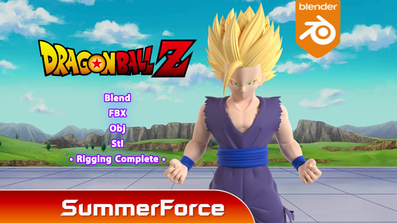 Son Gohan Super Saiyan 2 - Dragonball Z Model 3D .c4d .max .obj .3ds .fbx .stl .blend