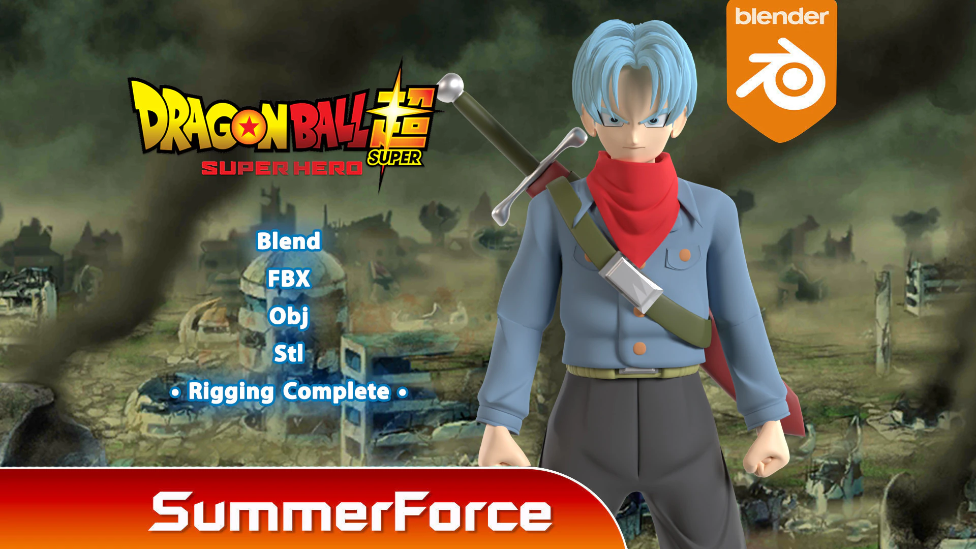 Future Trunks - Dragonball Super 3D Model .c4d .max .obj .3ds .fbx .stl .blend 