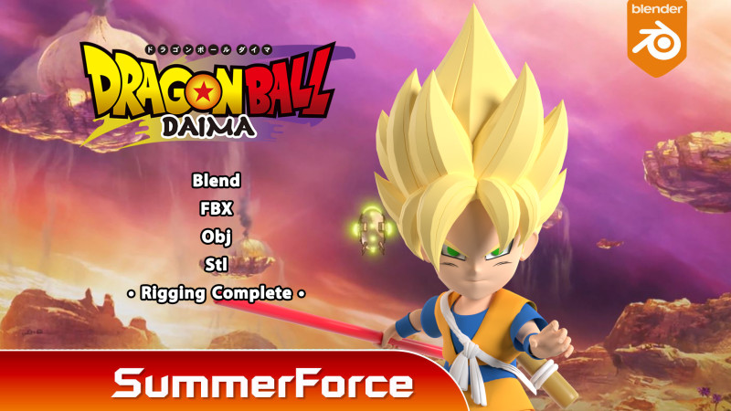 Goku Super Saiyan - Dragonball DAIMA 3D-Modell .c4d .max .obj .3ds .fbx .stl .blend