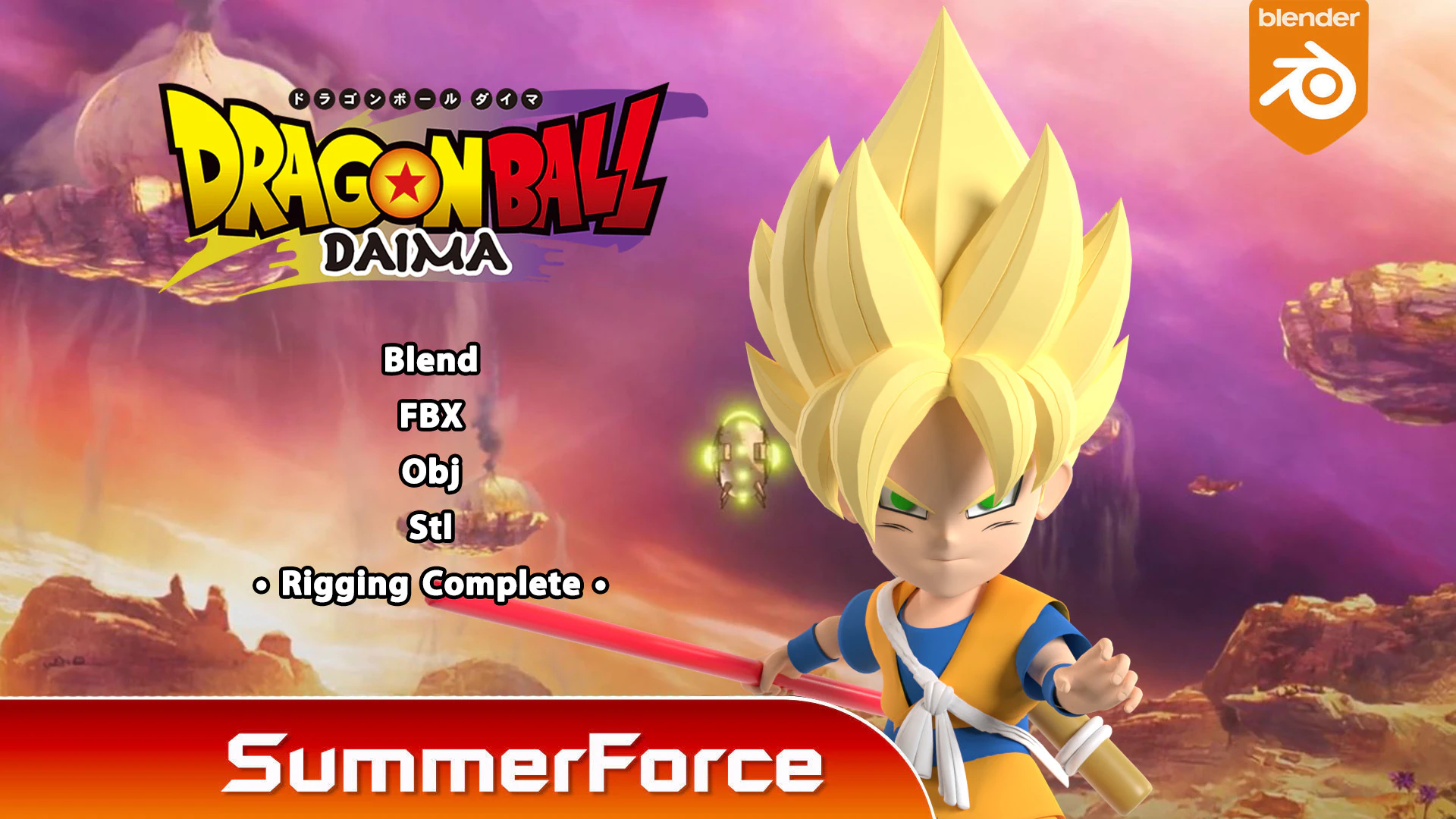 Goku Super Saiyan - Dragonball DAIMA 3D Model .c4d .max .obj .3ds .fbx .stl .blend 