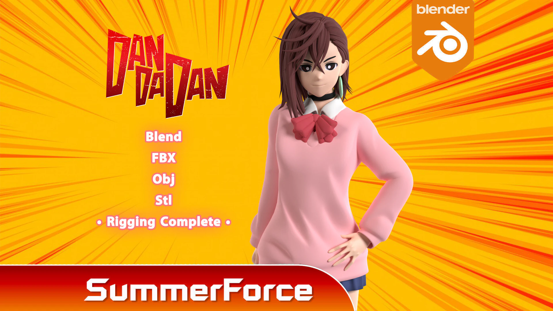 Momo Ayase - Dandadan 3D Model .c4d .max .obj .3ds .fbx .stl .blend 