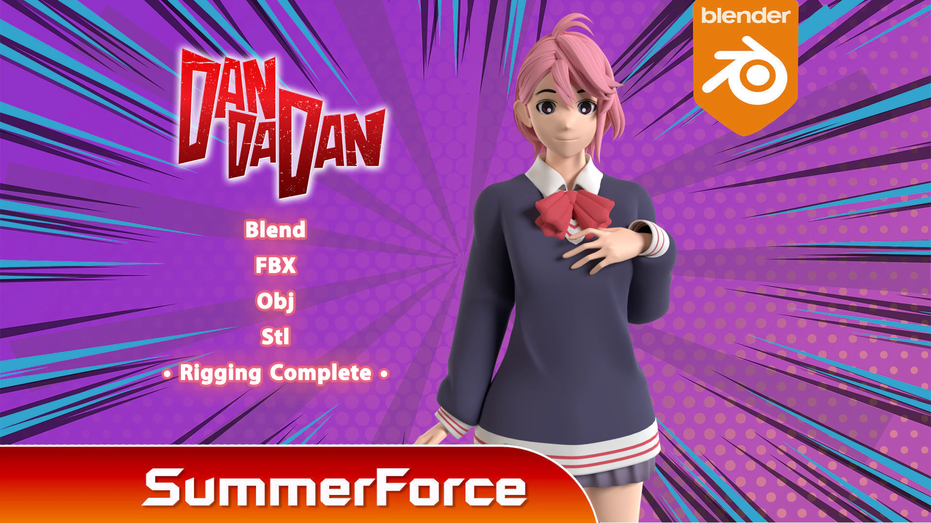 Aira Shiratori - Dandadan 3D Model .c4d .max .obj .3ds .fbx .stl .blend