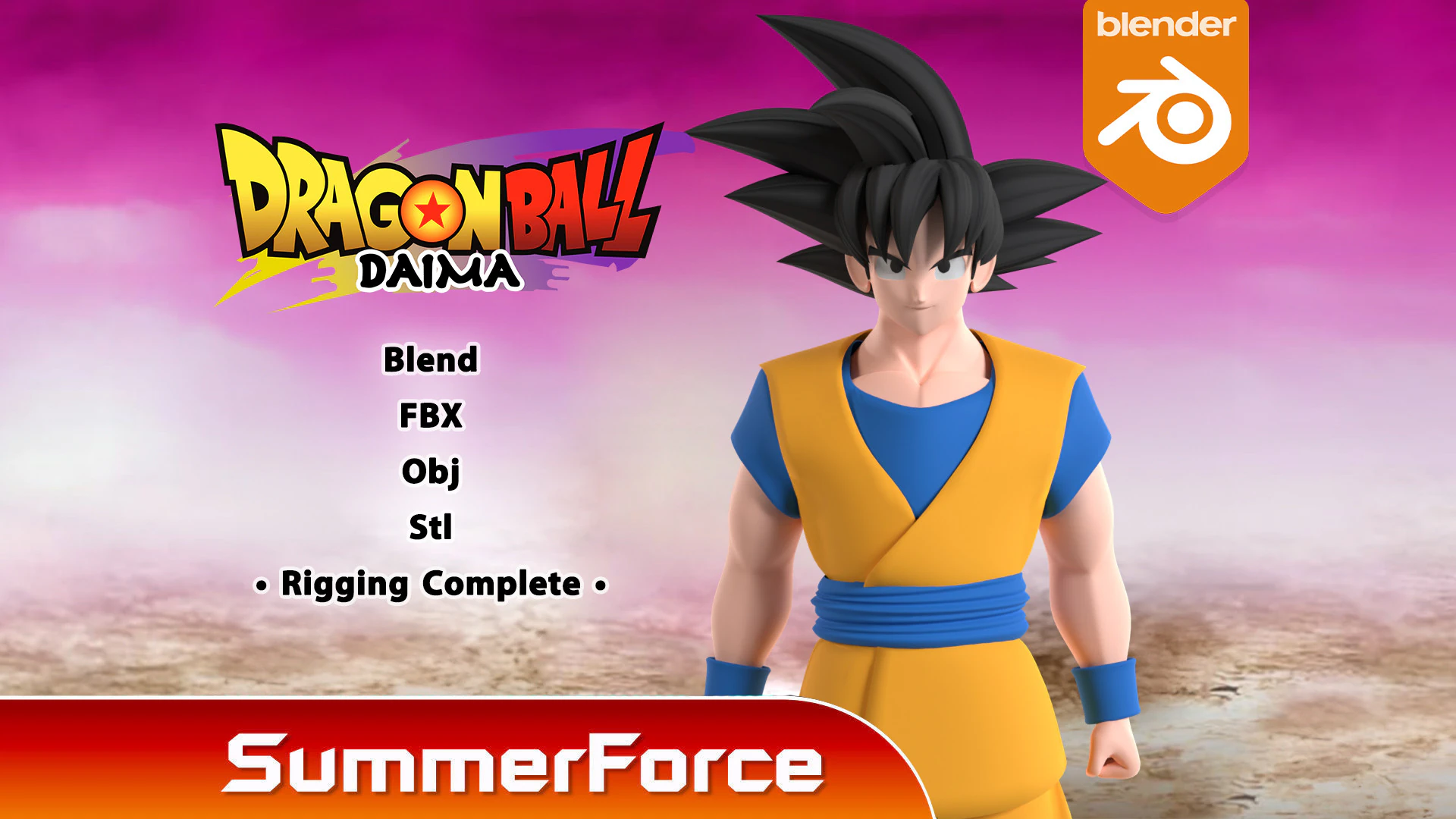 Son Goku - Dragonball DAIMA 3D Model .c4d .max .obj .3ds .fbx .stl .blend