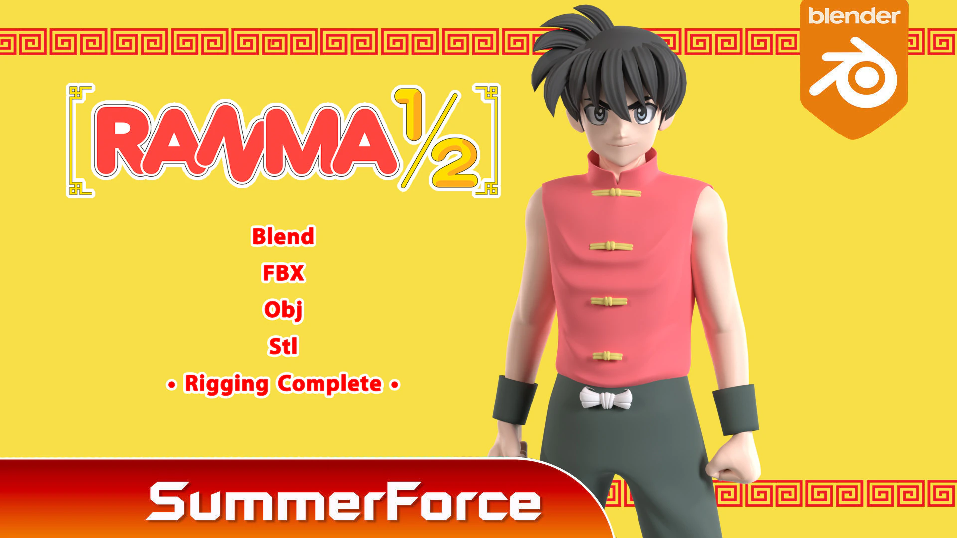Ranma Saotome - Ranma 3D Model .c4d .max .obj .3ds .fbx .stl .blend 