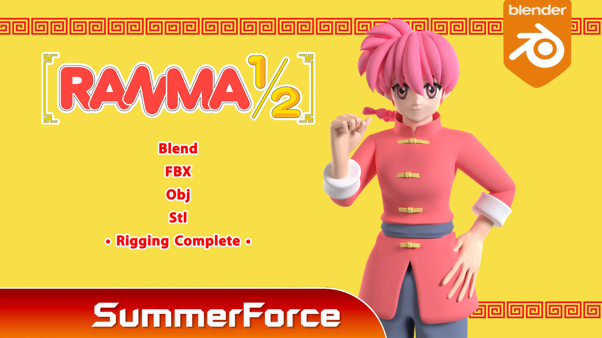 Ranma Saotome Kadın - Ranma 3D Model .c4d .max .obj .3ds .fbx .stl .blend 