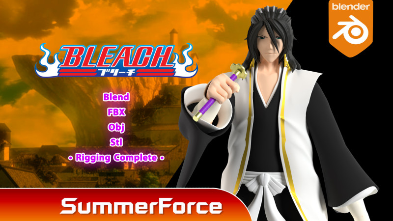 Byakuya Kuchiki - Bleach 3D 模型 .c4d .max .obj .3ds .fbx .stl .blend