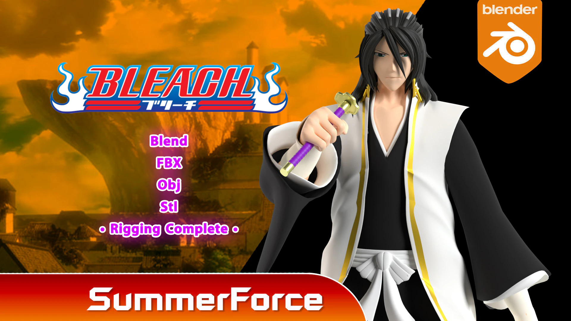 Byakuya Kuchiki - Bleach 3D Model .c4d .max .obj .3ds .fbx .stl .blend 