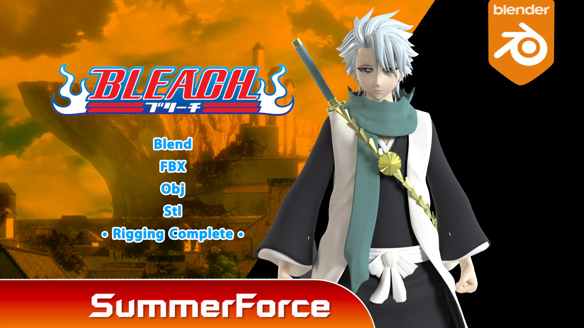 Toshiro Hitsugaya - Bleach 3D Model .c4d .max .obj .3ds .fbx .stl .blend