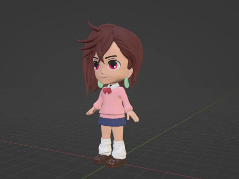 Momo Ayase SD - Dandadan 3D Model