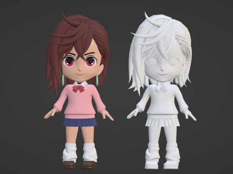 Momo Ayase SD - Dandadan 3D-Modell