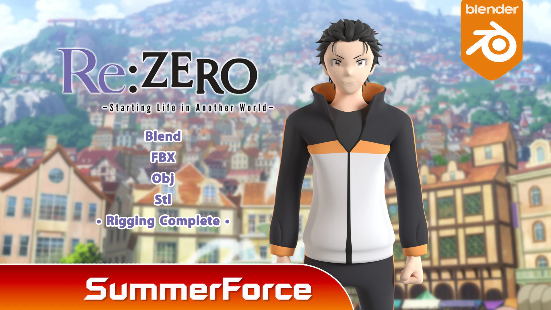 Natsuki Subaru - ReZero 3D Model .c4d .max .obj .3ds .fbx .stl .blend 