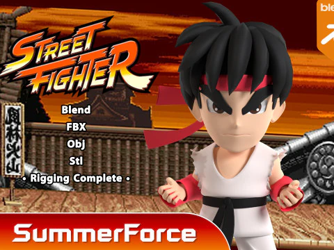 Ryu SD-Street Fighter Modello 3D