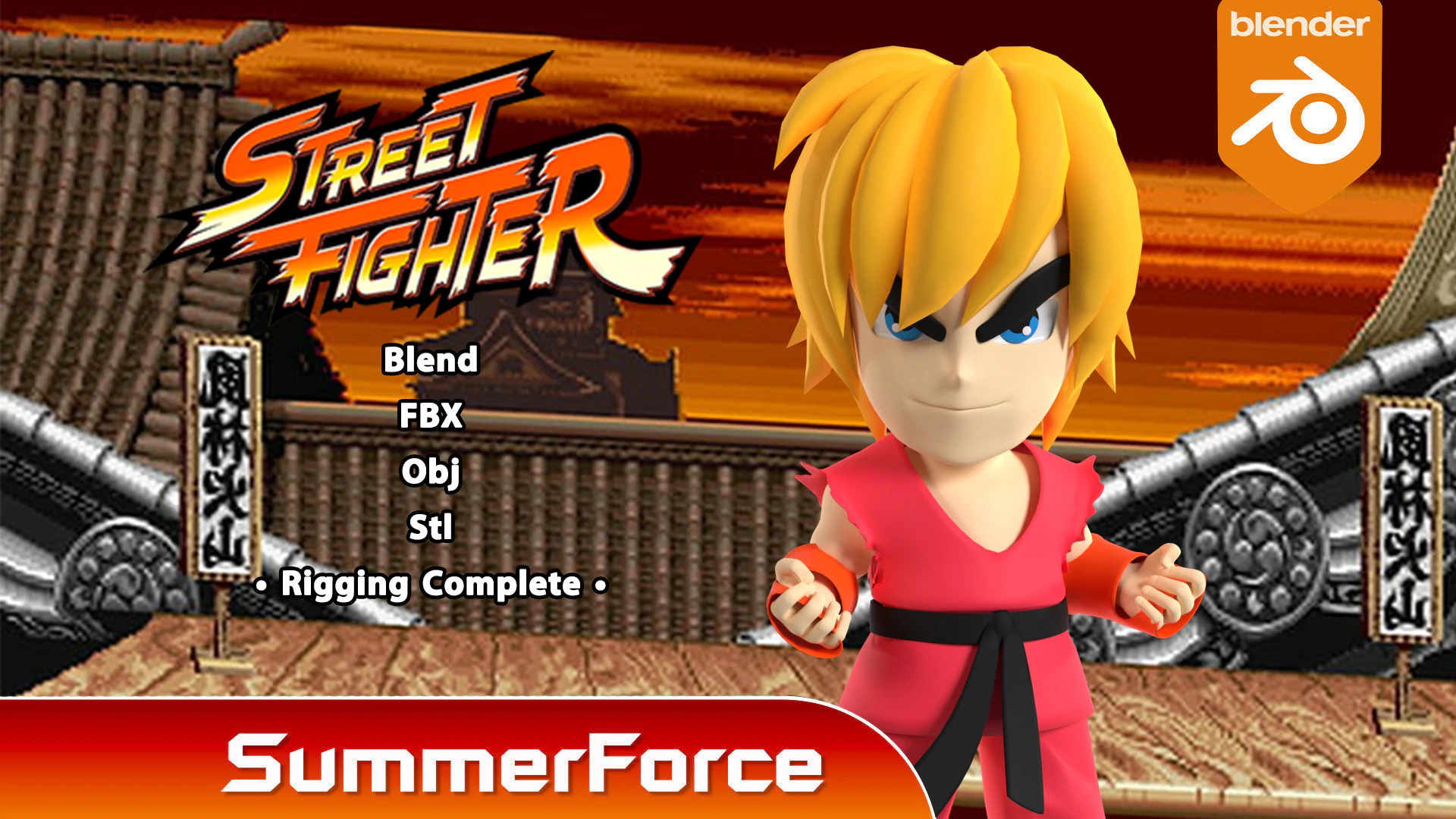 Ken SD - Street Fighter 3D Model .c4d .max .obj .3ds .fbx .stl .blend