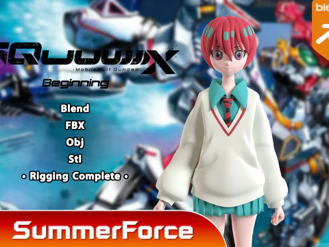 Amate Yuzuriha - Gundam GQuuuuuuX 3D Model