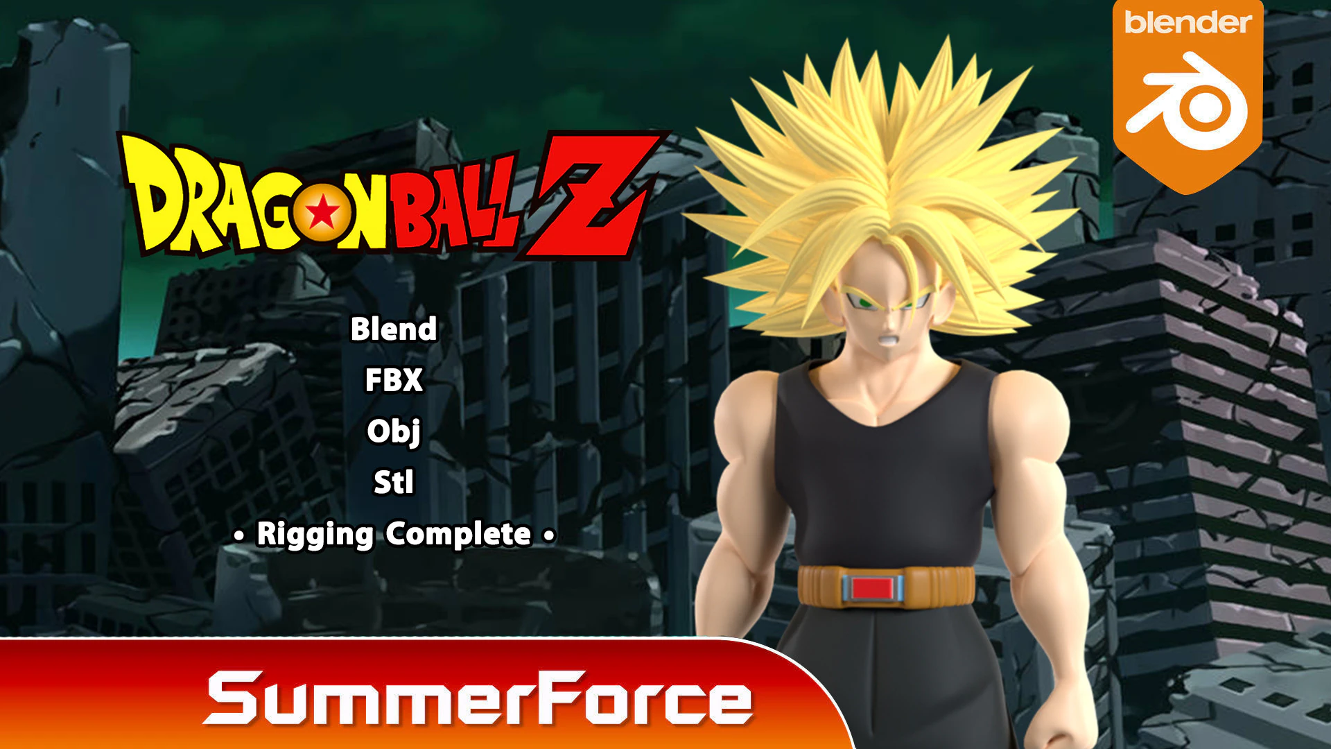 SSJ Trunks - Dragonball 3D Model .c4d .max .obj .3ds .fbx .stl .blend