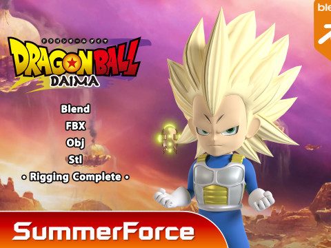 Vegeta Mini Super Saiyan 3 - Dragonball Daima 3D Model