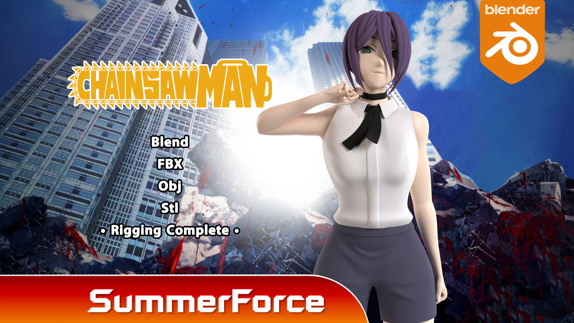 Reze - Chainsaw Man 3D Model .c4d .max .obj .3ds .fbx .stl .blend 