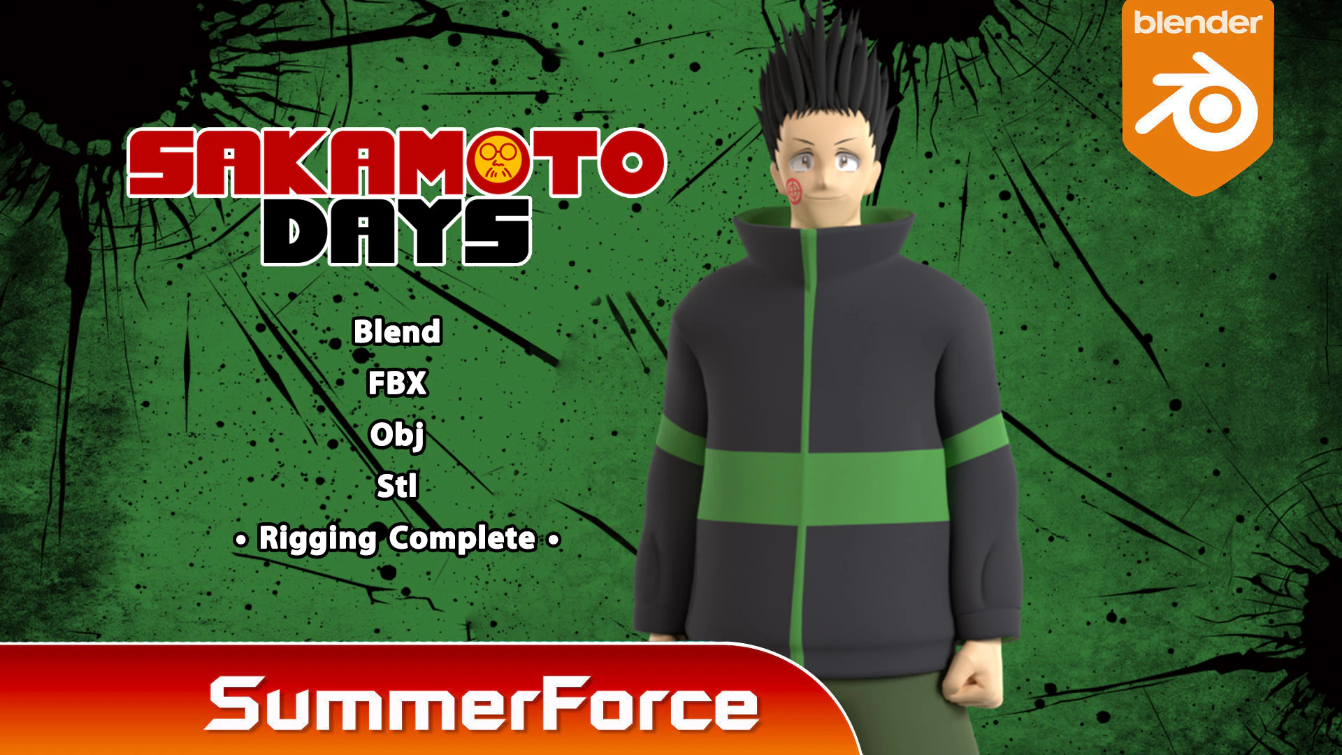 Heisuke Mashimo - Sakamoto Days 3D Model .c4d .max .obj .3ds .fbx .stl .blend 