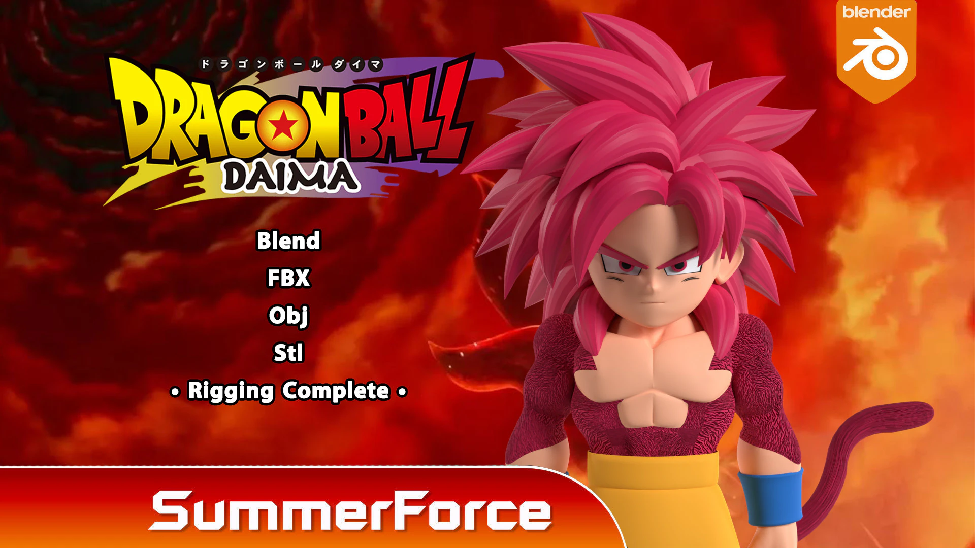 Goku Mini Super Saiyan 4 - Dragonball Daima 3D Model .c4d .max .obj .3ds .fbx .stl .blend 