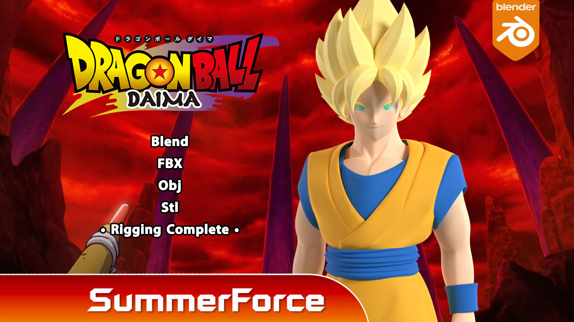 Goku Super Saiyan - Dragonball Daima 3D Model .c4d .max .obj .3ds .fbx .stl .blend 
