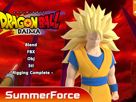 Goku Super Saiyan 3 - Dragonball Daima 3D Model