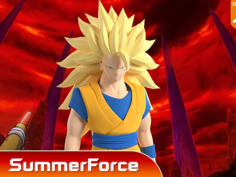 Goku Super Saiyajin 3 - Dragon Ball Daima Modelo 3D