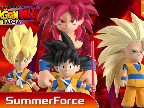 Goku Super Saiyajin 3 - Dragon Ball Daima Modelo 3D