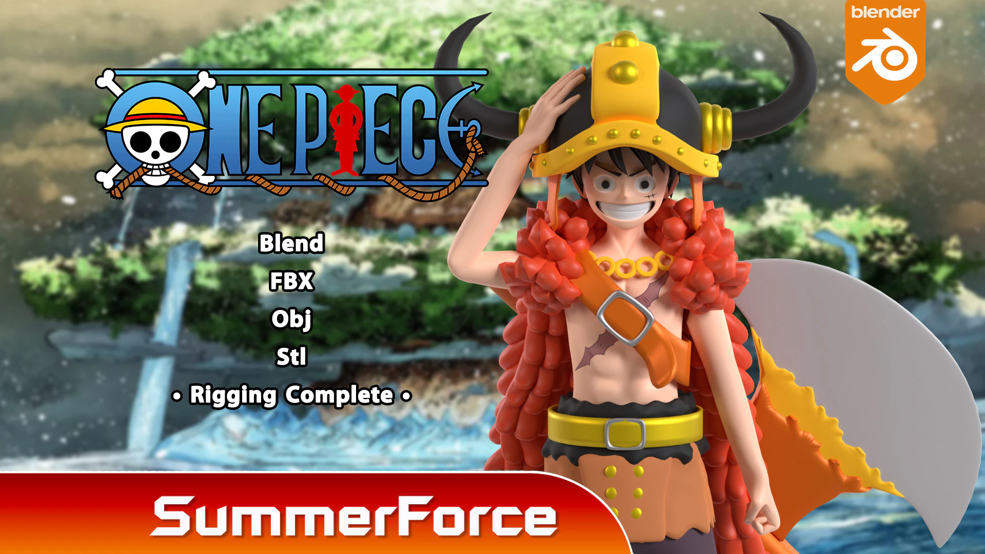 Luffy Elbaph - One Piece 3D Model .c4d .max .obj .3ds .fbx .stl .blend