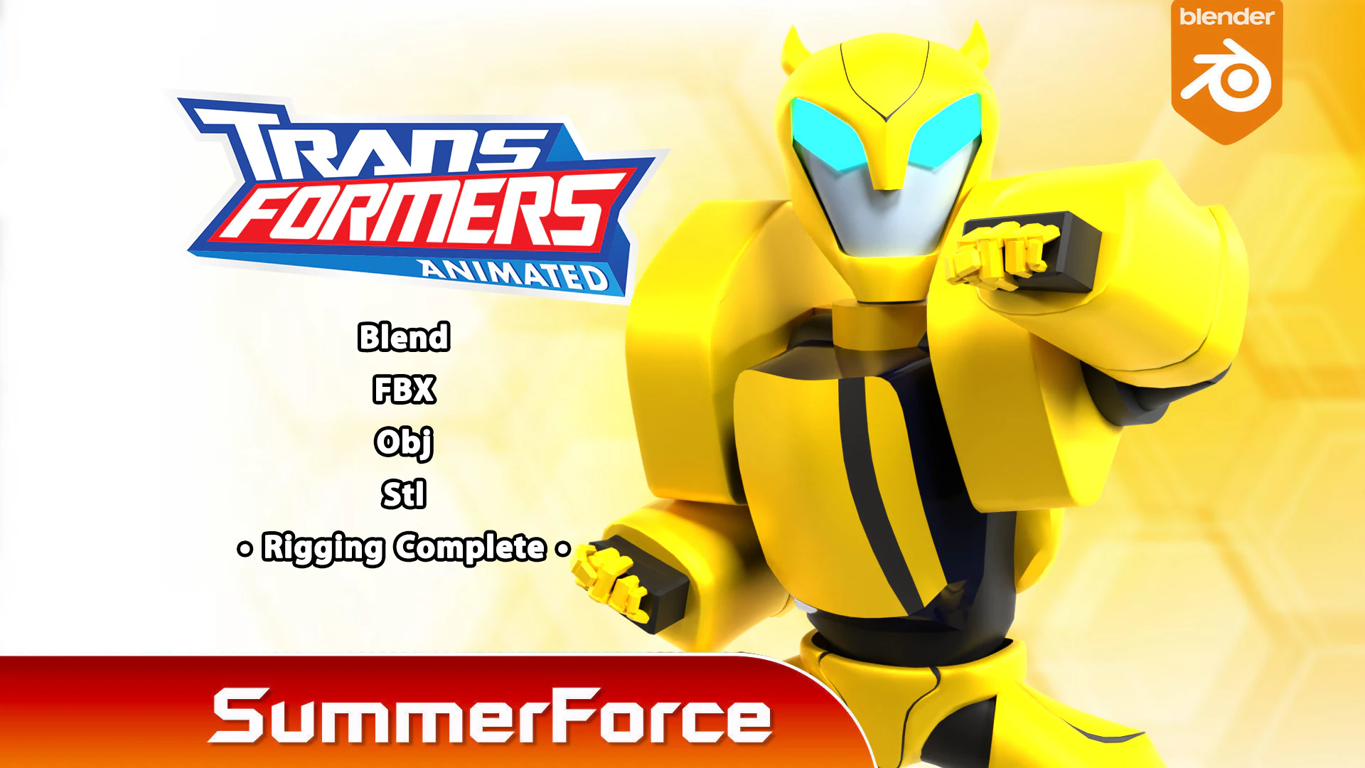 Bumblebee - Transformers Animated 3D Model .c4d .max .obj .3ds .fbx .stl .blend 