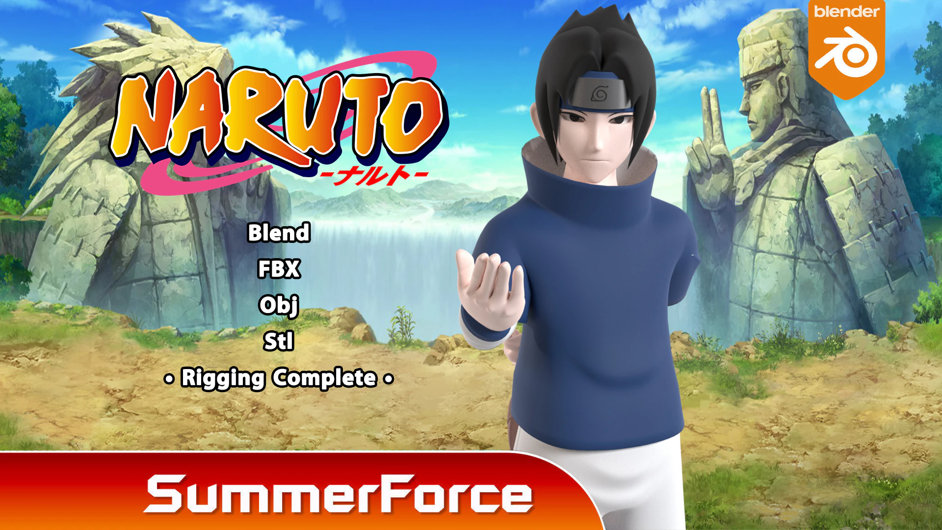 Sasuke Uchiha - Naruto Shippuden 3D Model .c4d .max .obj .3ds .fbx .stl .blend 