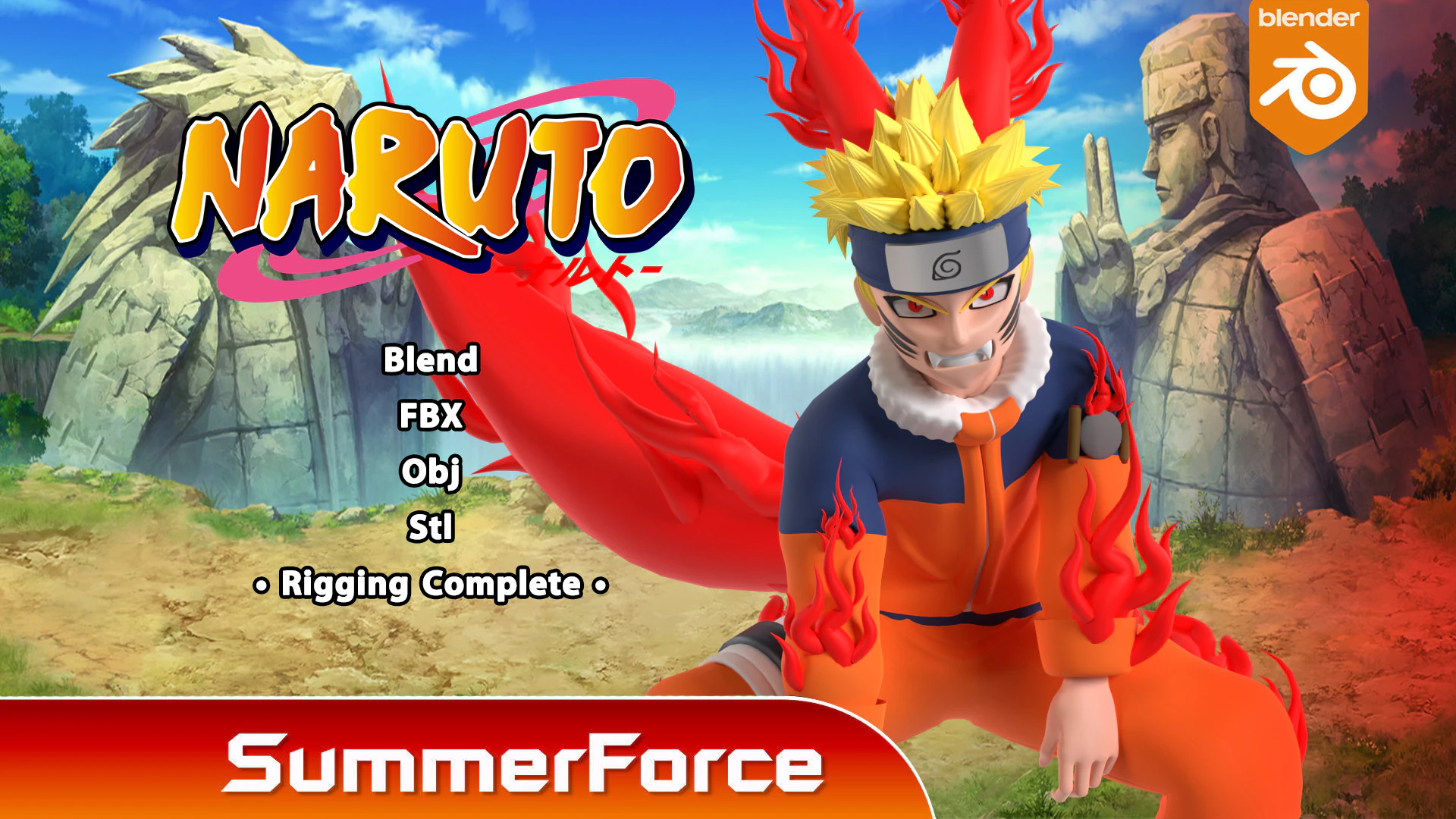 Naruto One Tail - Naruto Shippuden 3D Model .c4d .max .obj .3ds .fbx .stl .blend 