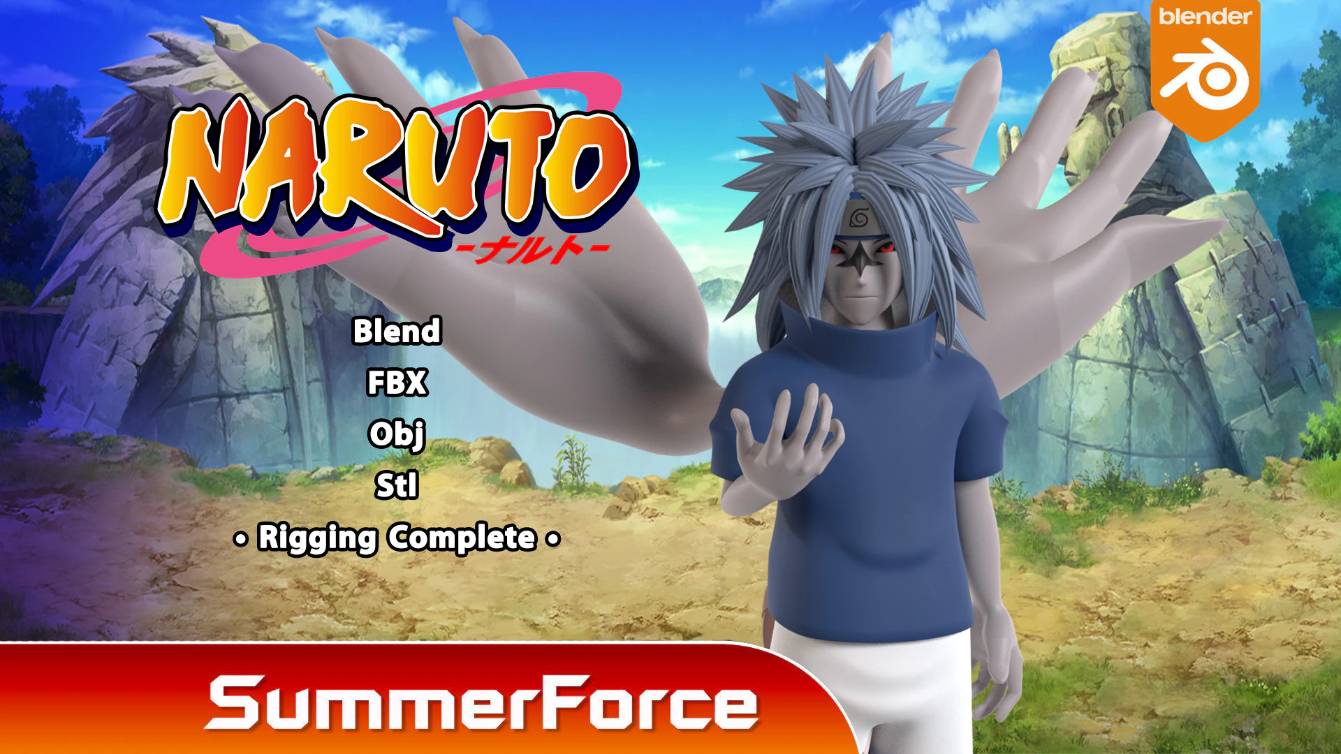 Sasuke Cursed Seal - Naruto Shippuden 3D Model .c4d .max .obj .3ds .fbx .stl .blend 