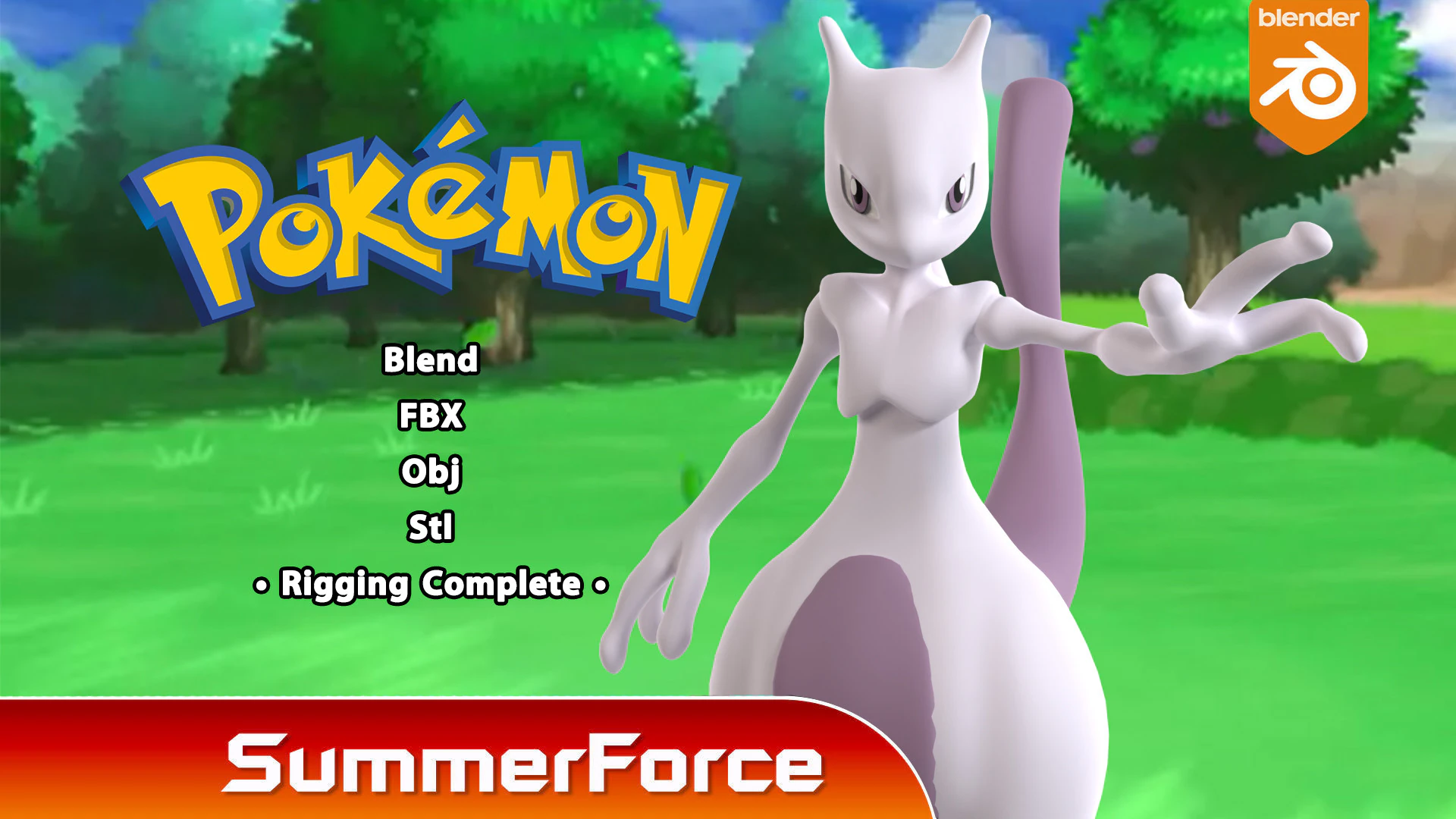 Mewtwo - Pokemon 3D Model .c4d .max .obj .3ds .fbx .stl .blend