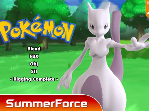 Mewtu – Pokémon 3D Modell